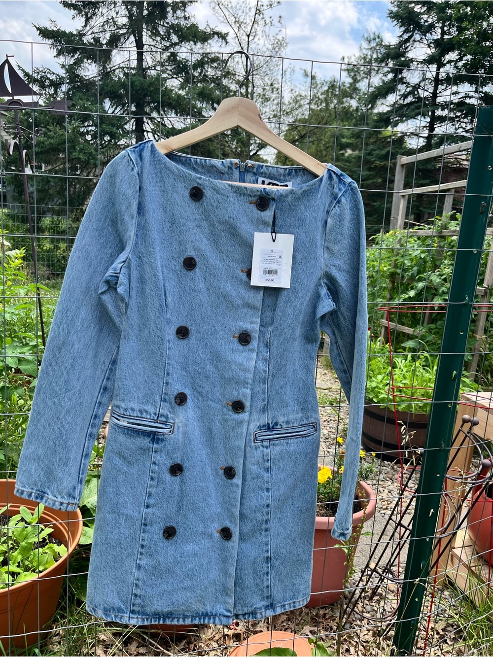 KBB by Khalana Denim the tuxedo mini dress double breasted denim size 6 nwt - Picture 2 of 8
